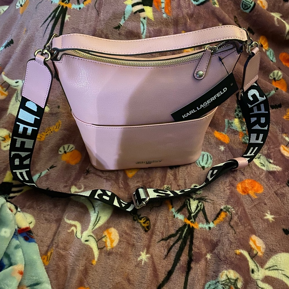 NWT! Karl Lagerfeld Pink Crossbody Bag with Adjustable and Removable Strap